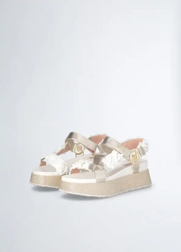 Liu Jo SANDALI / FRIDA 28 - SANDAL SPREADING/LAMINATED WHITE/LIGHT GOLD